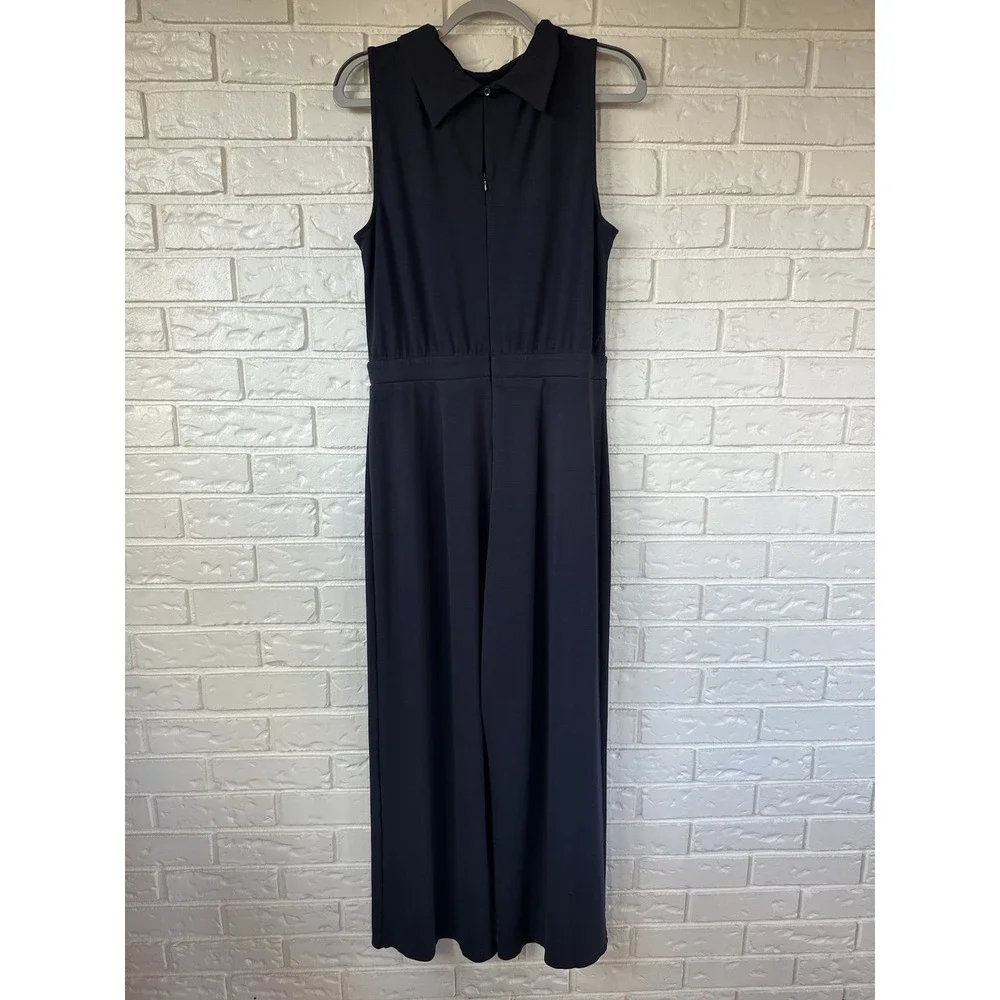 The Limited‎ Mock Neck Knit Jumpsuit Size L Wide Leg Drapey Stretch Blue